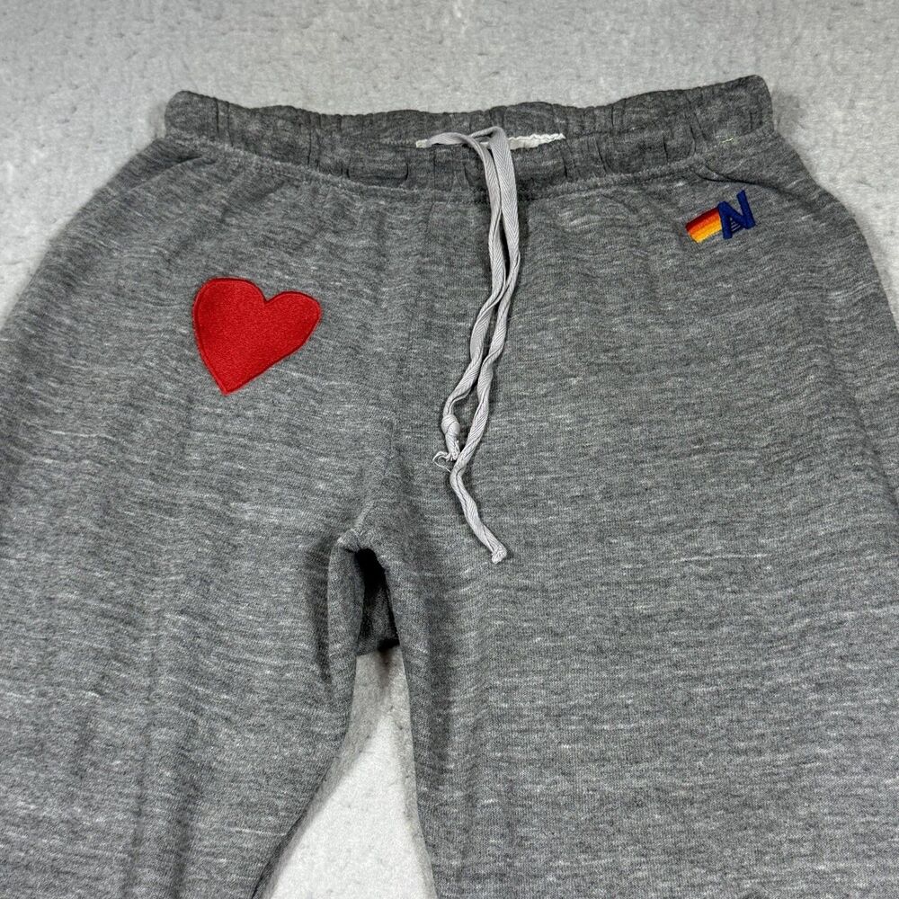 Aviator Nation Heart Sweatpant Jogger M Grey Cotton Blend Relaxed Drawstring - Picture 2 of 12